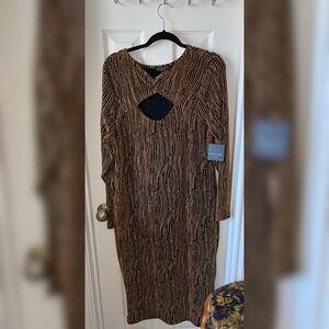 Sparkly Golden Stripes Long Sleeve Dress